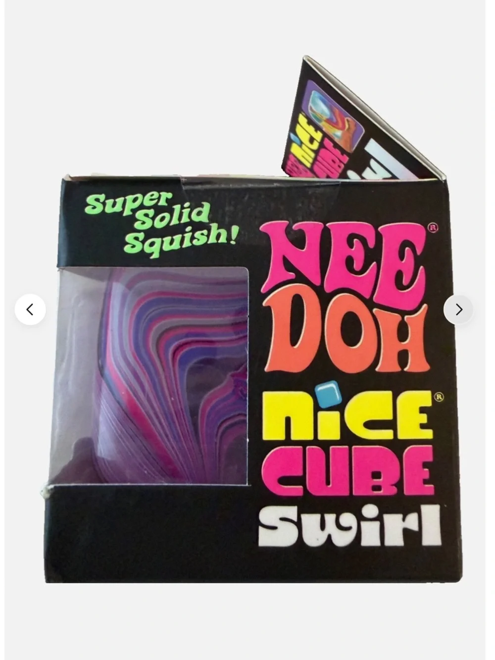 NeeDoh Nice Cube Swirl Stress Toy Purple Pink Blue Black White Clear New in Box